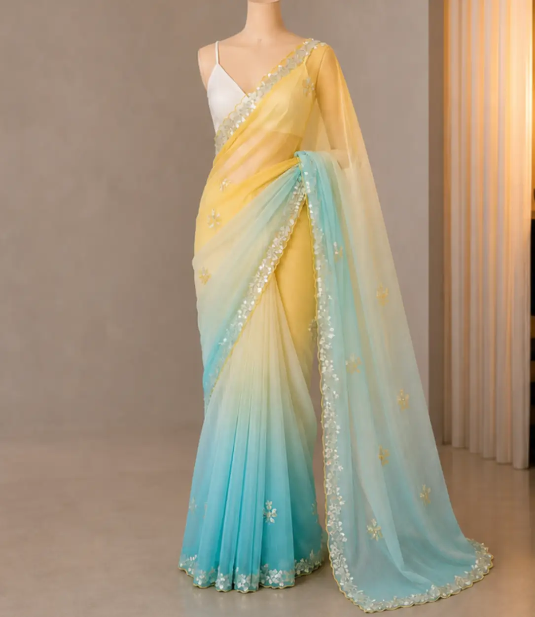 yellowblue saree 2